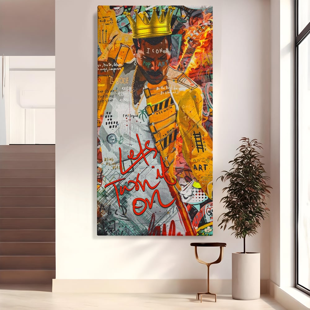 Tablou canvas cu tablou canvas cu freddie mercury stil grafitti, fara rama, pe sasiu de lemn