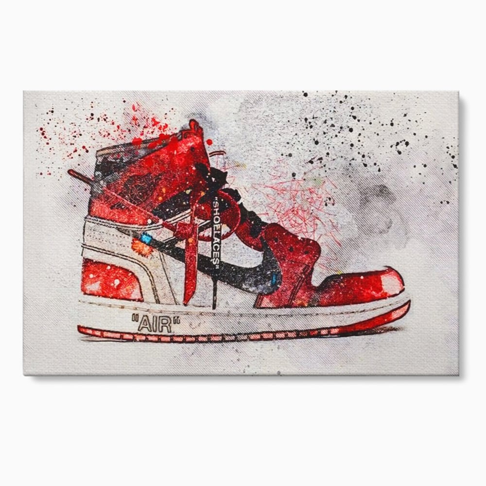 Tablou canvas cu tablou canvas cu pantof sport rosu, fara rama, pe sasiu de lemn