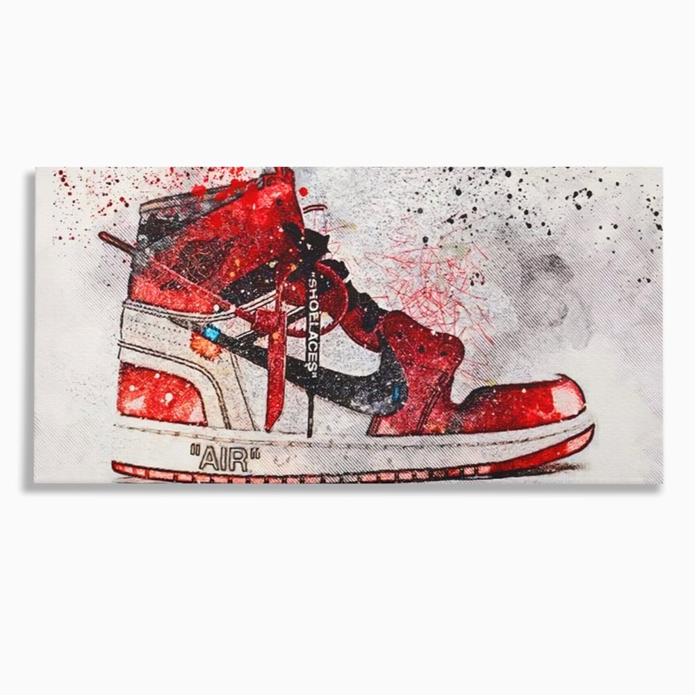 Tablou canvas cu tablou canvas cu pantof sport rosu, fara rama, pe sasiu de lemn