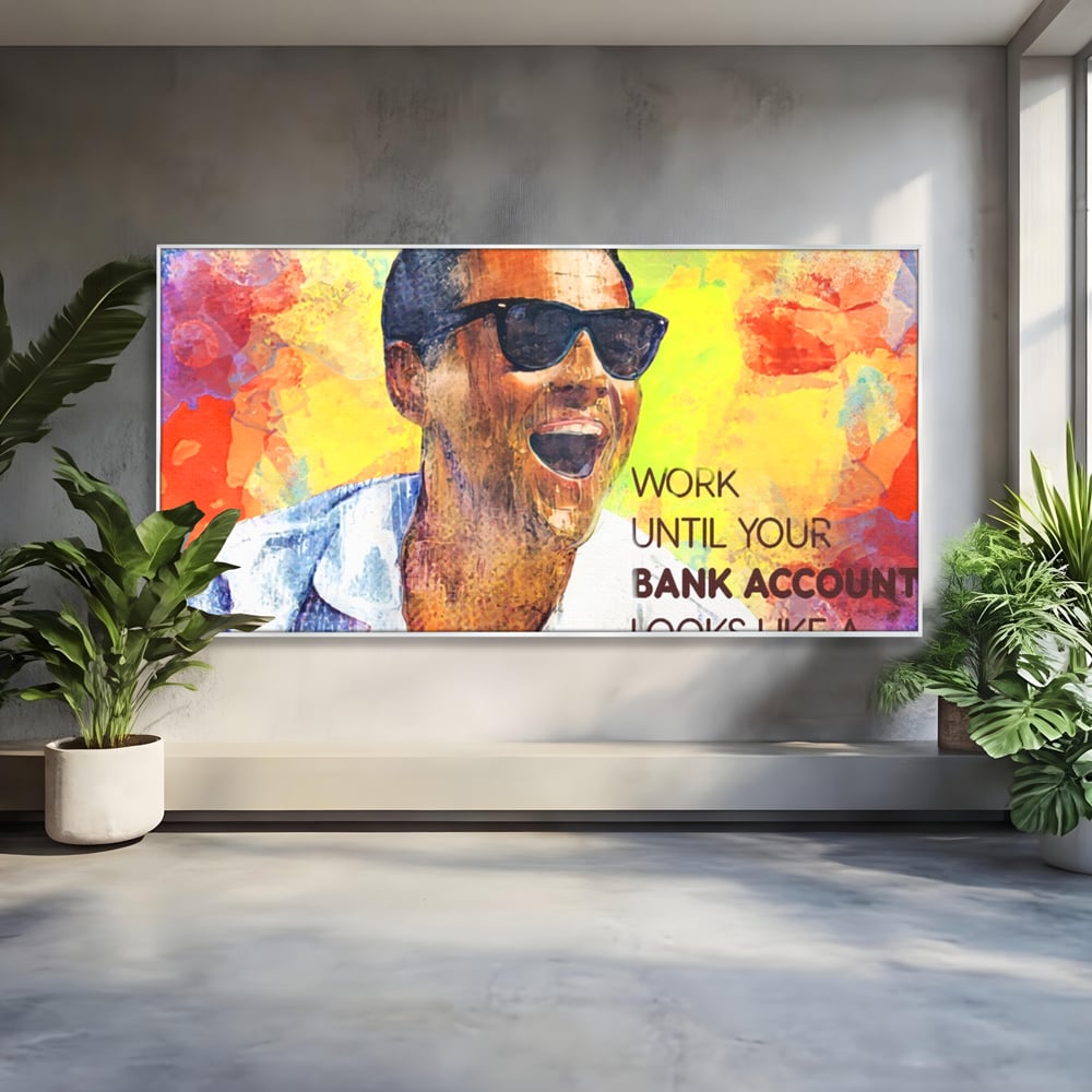 Tablou canvas cu tablou motivational cu portretul lui leo dicaprio, in rama de aluminiu argintiu