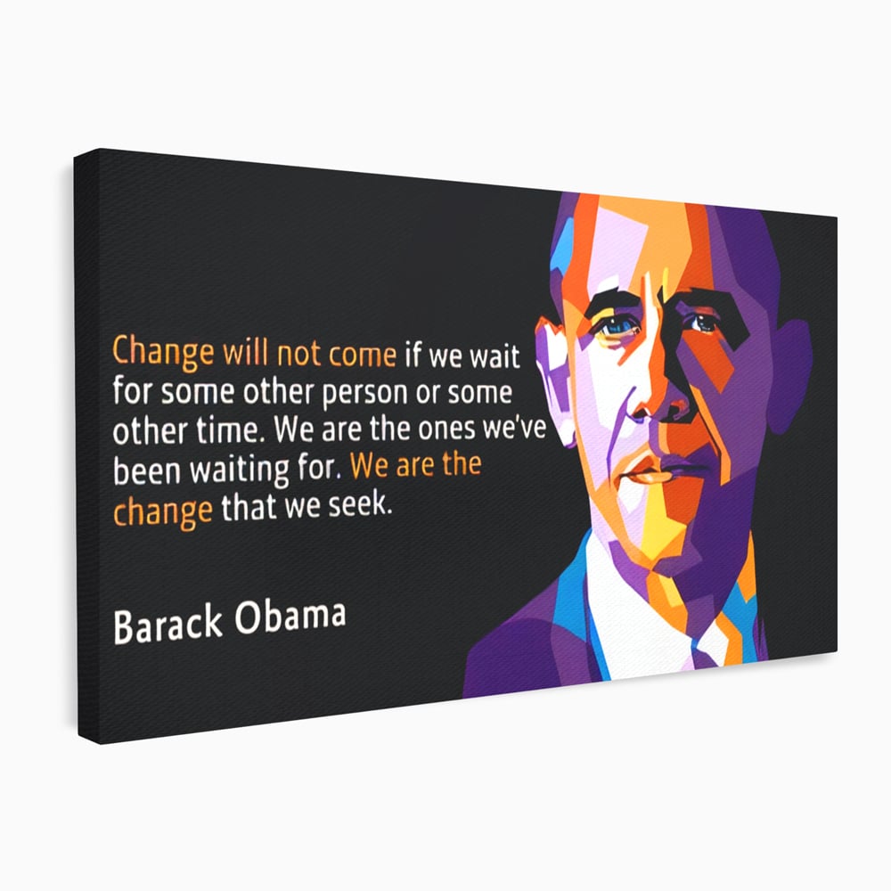 Tablou canvas cu tablou canvas cu portretul stilizat al lui barack obama, fara rama, pe sasiu de lemn