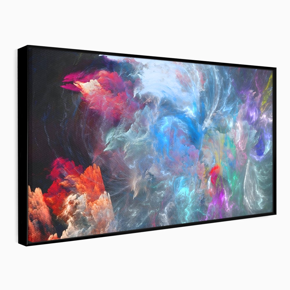 Tablou canvas cu tablou canvas cu explozie cosmica, in rama de aluminiu negru