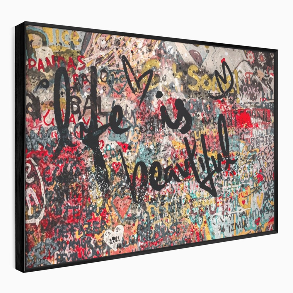Tablou canvas cu tablou canvas cu mesaj motivational, in rama de aluminiu negru