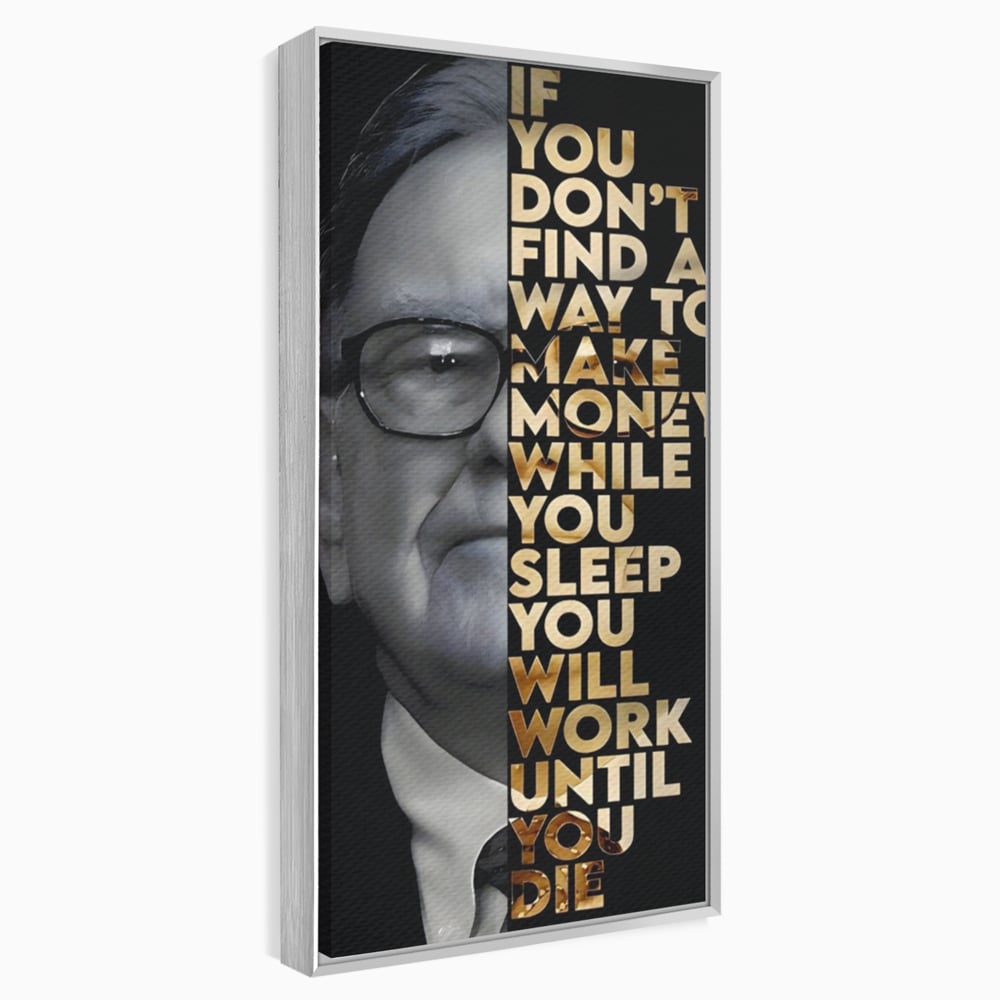 Tablou canvas cu tablou canvas cu warren buffett, in rama de aluminiu argintiu