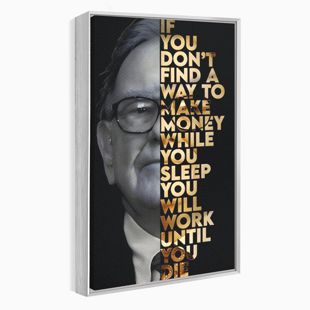 Tablou canvas cu tablou canvas cu warren buffett, in rama de aluminiu argintiu