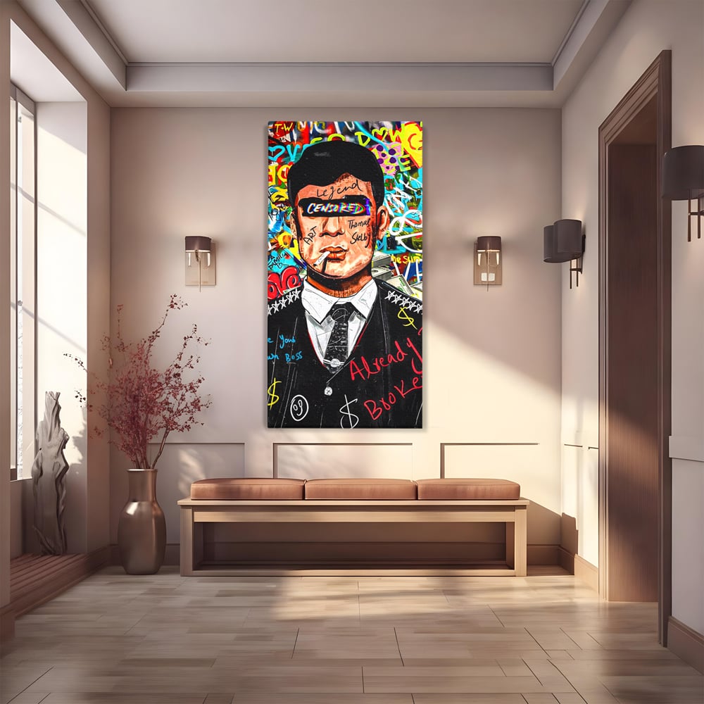 Tablou canvas cu tablou canvas cu personaj tip tommy shelby, fara rama, pe sasiu de lemn