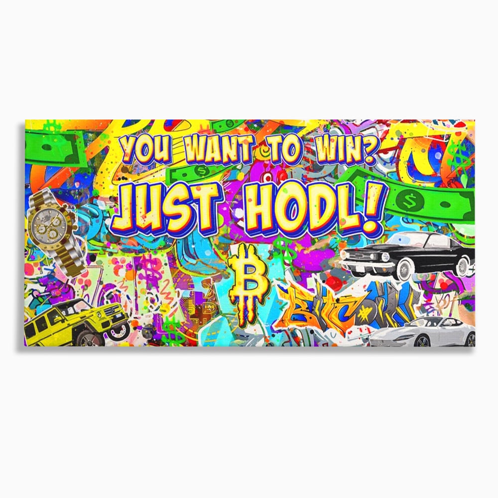 Tablou canvas cu tablou canvas cu graffiti si bitcoin, fara rama, pe sasiu de lemn