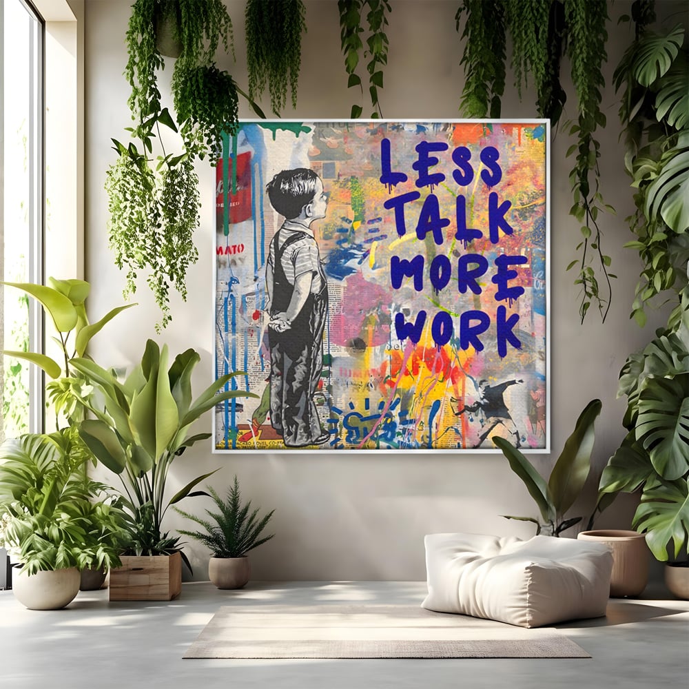 Tablou canvas cu tablou canvas cu mesaj motivational, in rama de aluminiu argintiu