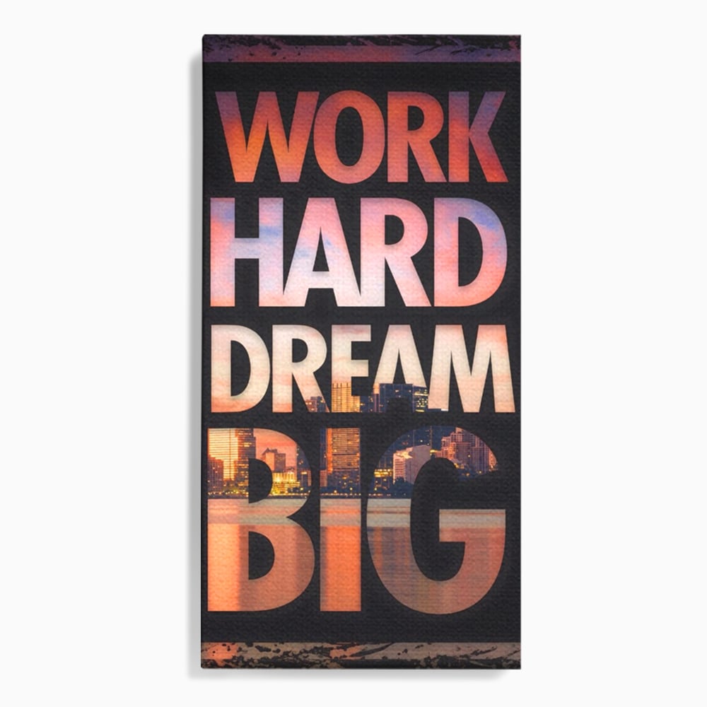 Tablou canvas cu tablou motivational cu peisaj urban nocturn, fara rama, pe sasiu de lemn
