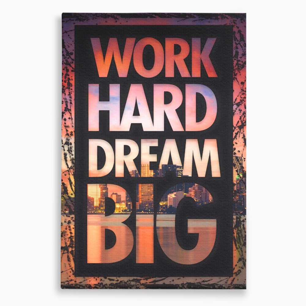 Tablou canvas cu tablou motivational cu peisaj urban nocturn, fara rama, pe sasiu de lemn
