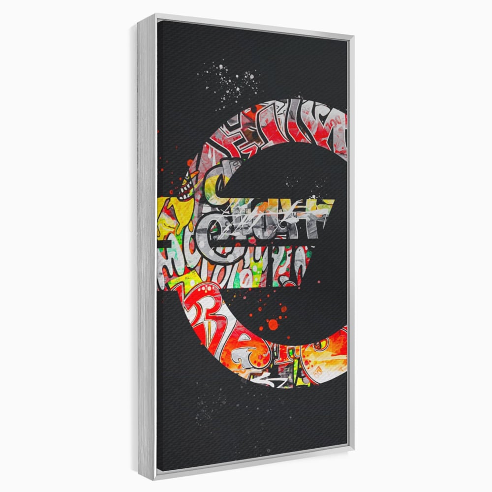 Tablou Canvas A1206, The Euro Sign , Decorativ, Birou, Graffiti Euro, Bani, Living, Culori Vibrante