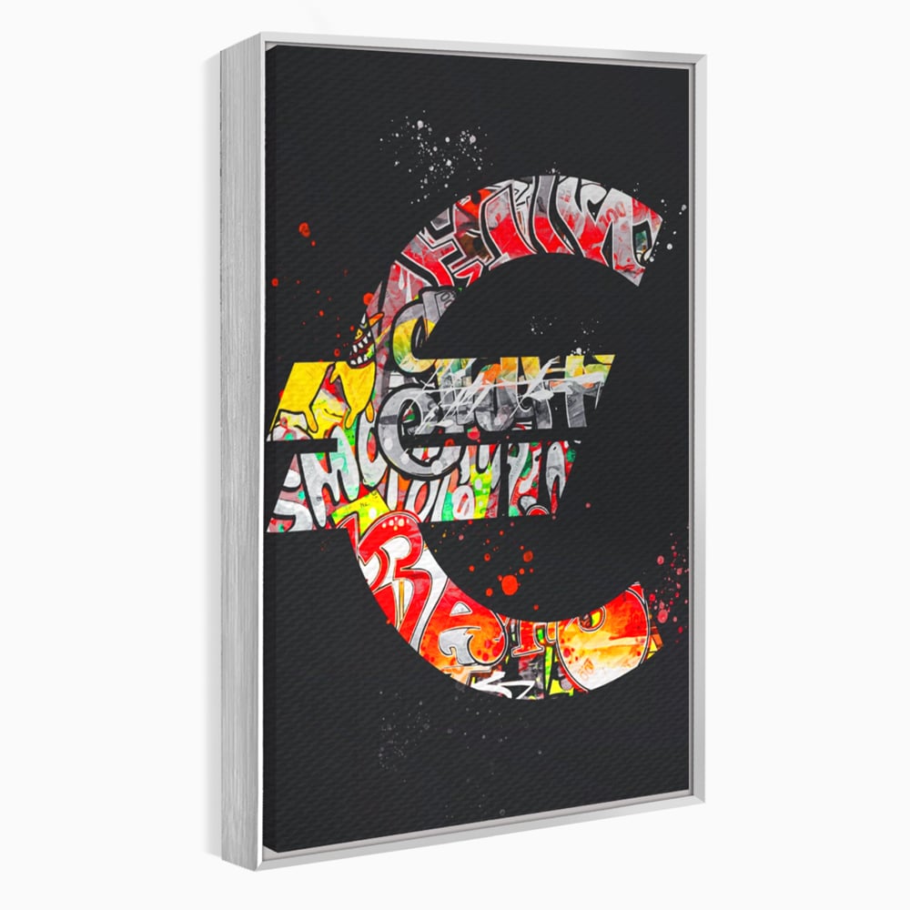 Tablou Canvas A1206, The Euro Sign , Decorativ, Birou, Graffiti Euro, Bani, Living, Culori Vibrante
