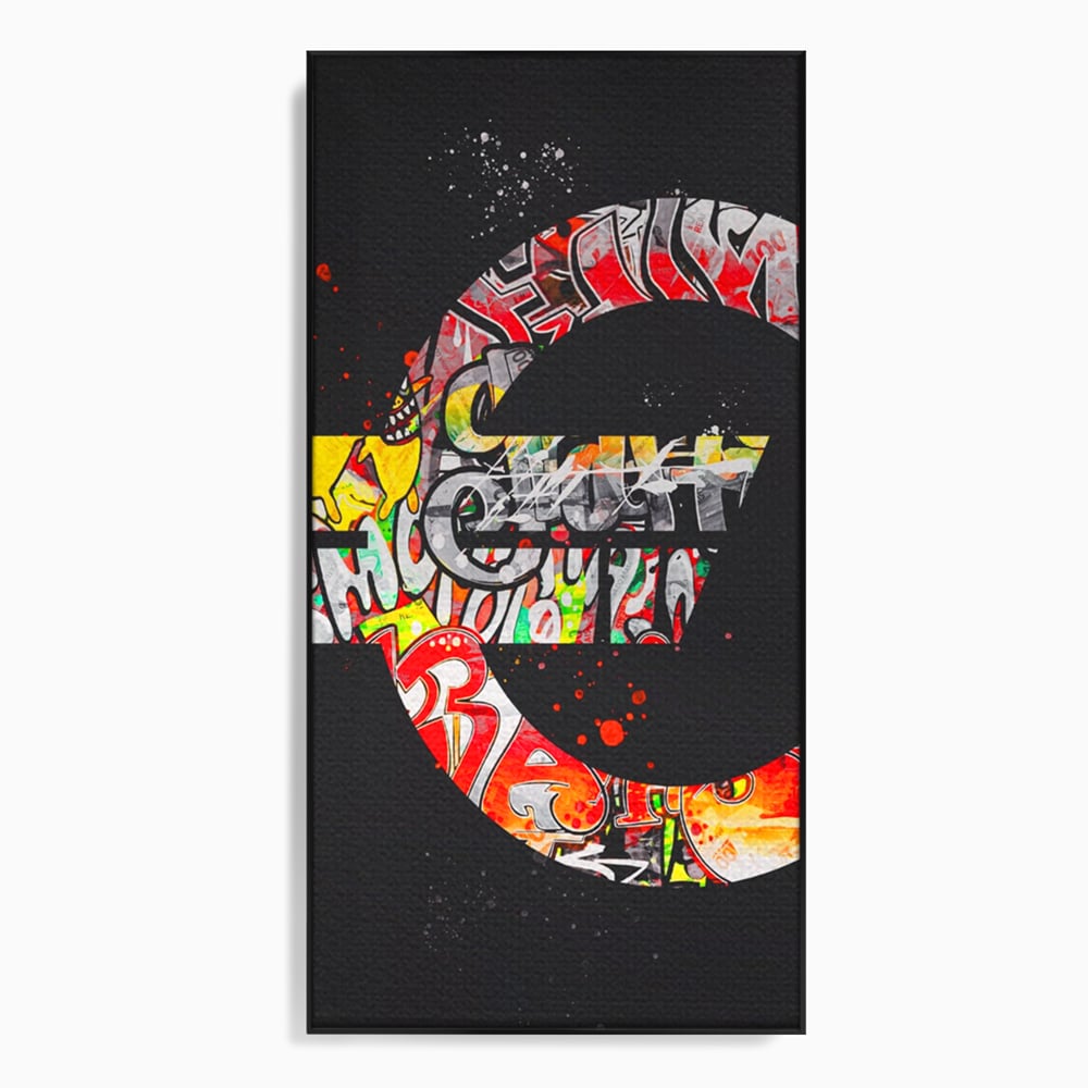 Tablou Canvas A1206, The Euro Sign , Decorativ, Birou, Graffiti Euro, Bani, Living, Culori Vibrante