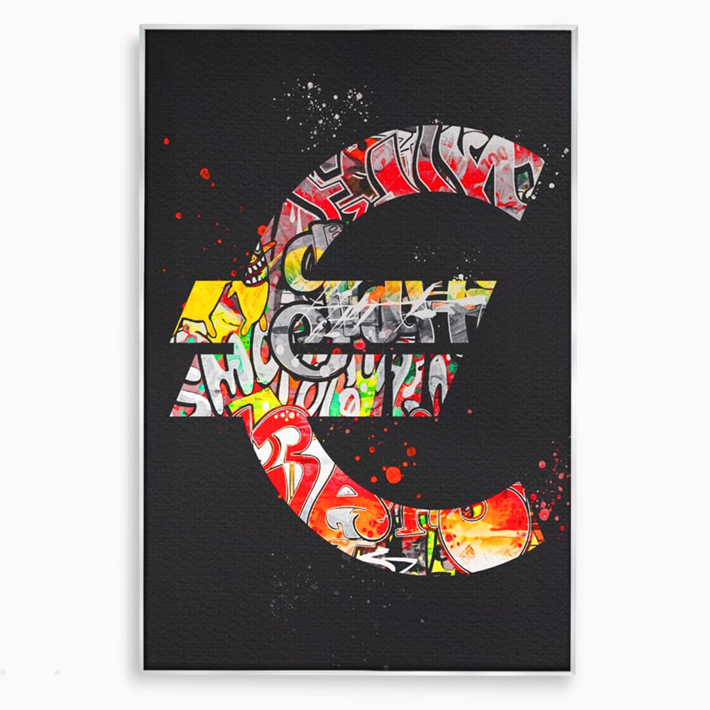 Tablou Canvas A1206, The Euro Sign , Decorativ, Birou, Graffiti Euro, Bani, Living, Culori Vibrante