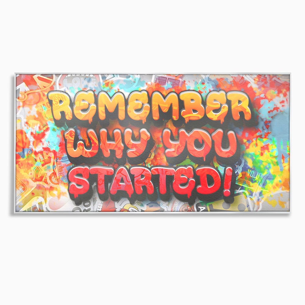 Tablou canvas cu tablou motivational cu mesaj graffiti colorat, in rama de aluminiu argintiu