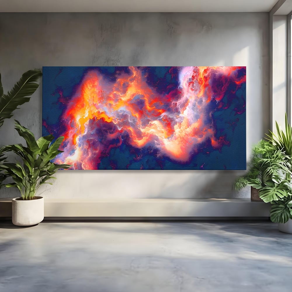 Tablou canvas cu tablou canvas cu nori abstracti, fara rama, pe sasiu de lemn
