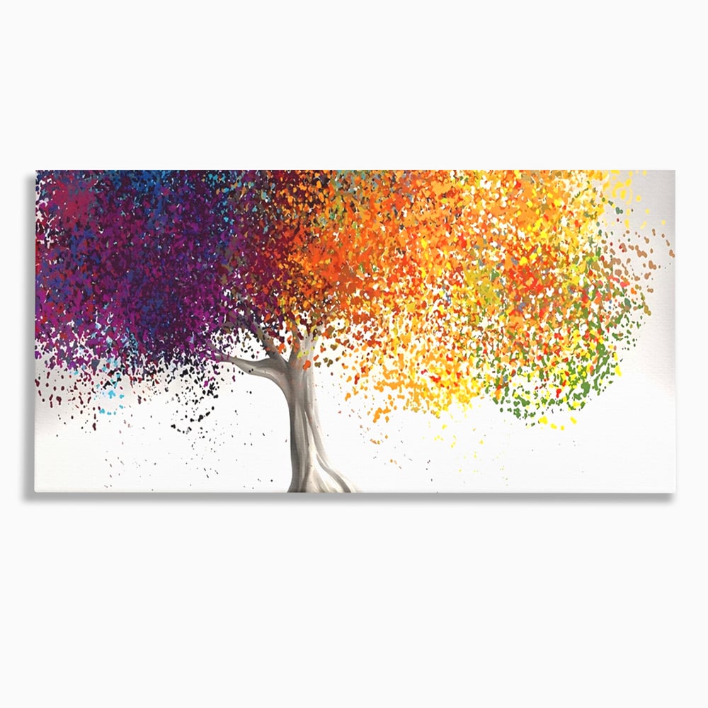 Tablou canvas cu tablou canvas cu un copac colorat, fara rama, pe sasiu de lemn