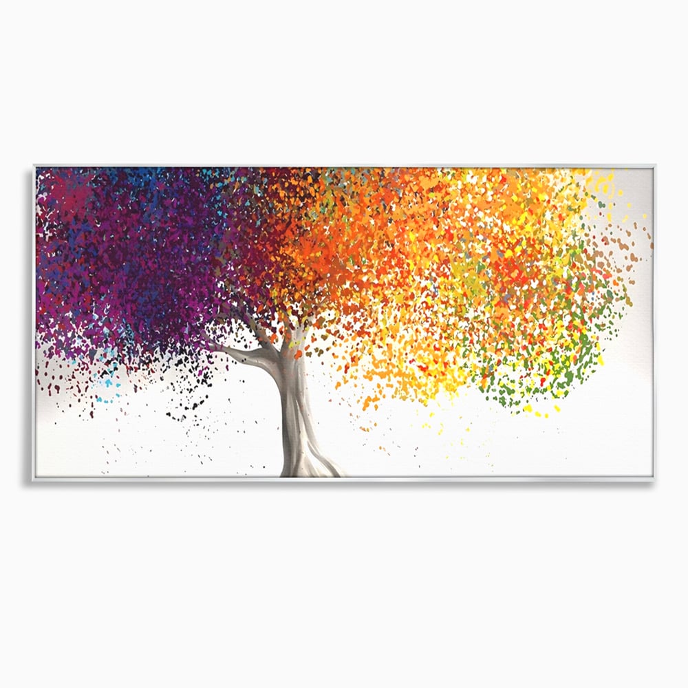 Tablou canvas cu tablou canvas cu un copac colorat, in rama de aluminiu argintiu