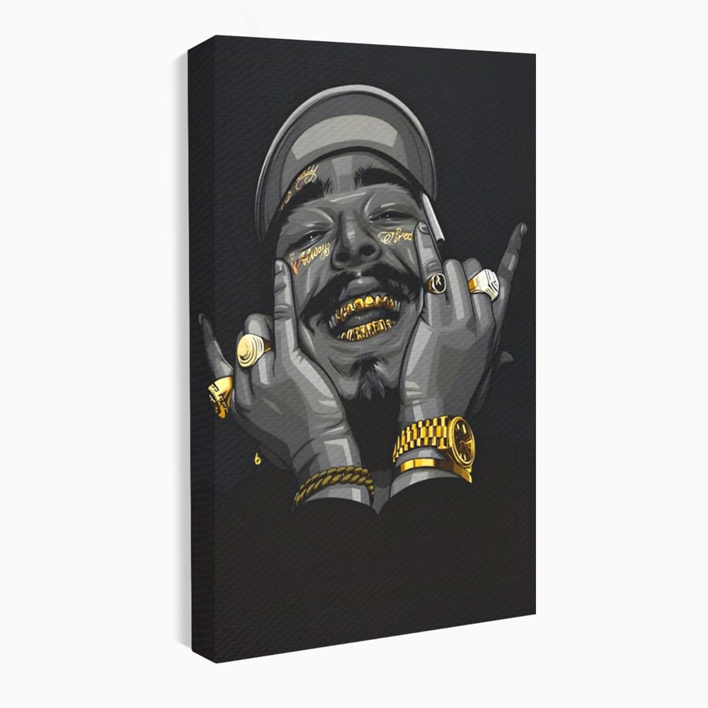 Tablou canvas cu tablou canvas cu portret post malone, fara rama, pe sasiu de lemn