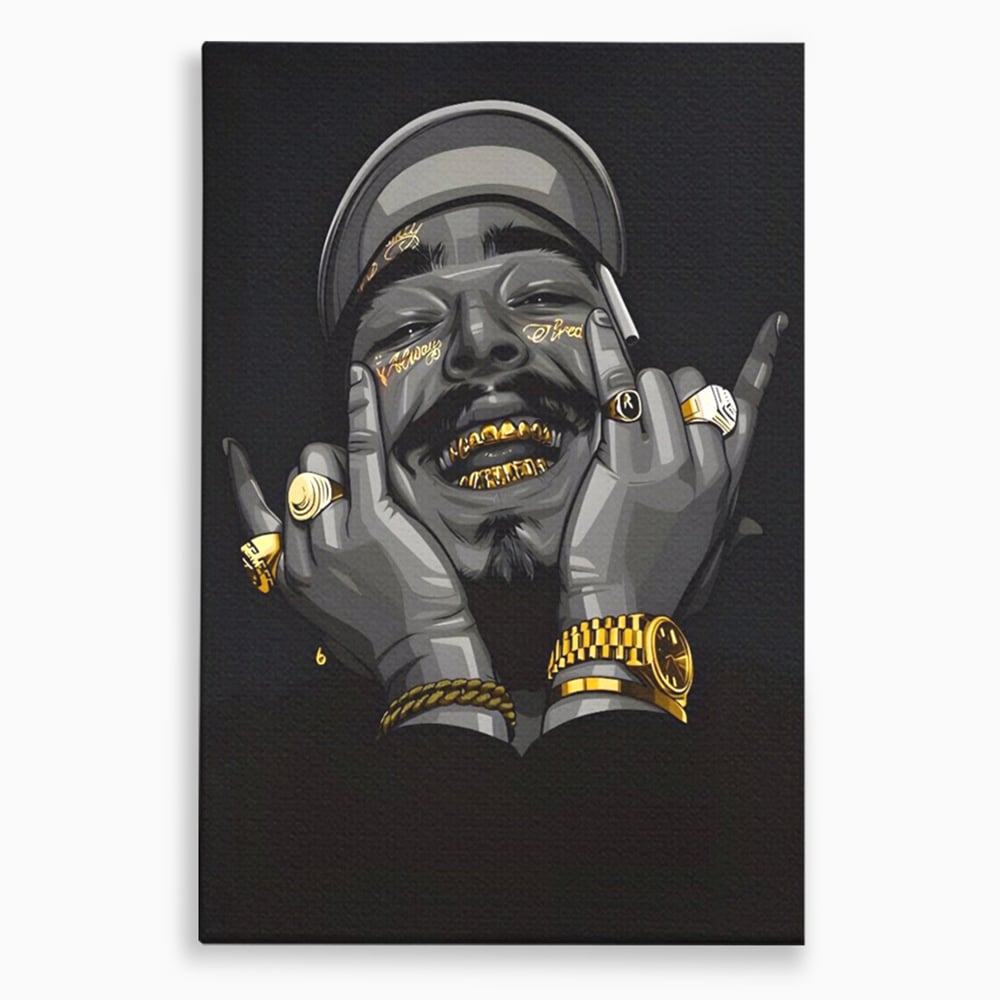 Tablou canvas cu tablou canvas cu portret post malone, fara rama, pe sasiu de lemn