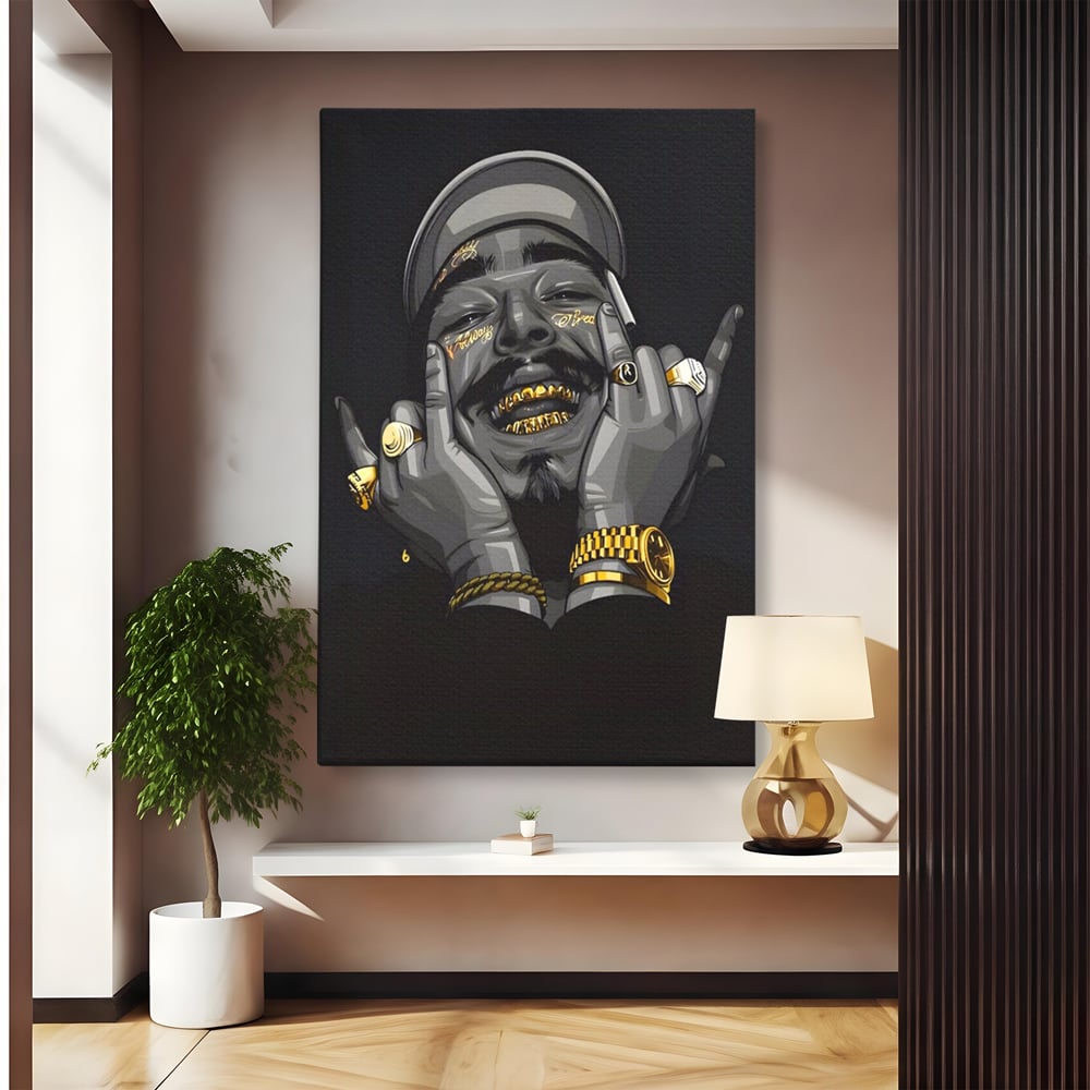 Tablou canvas cu tablou canvas cu portret post malone, fara rama, pe sasiu de lemn