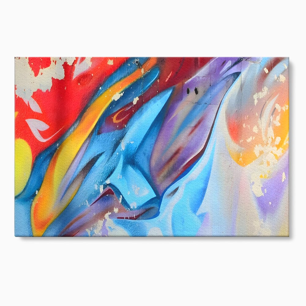 Tablou canvas cu pictura abstracta cu forme dinamice, fara rama, pe sasiu de lemn