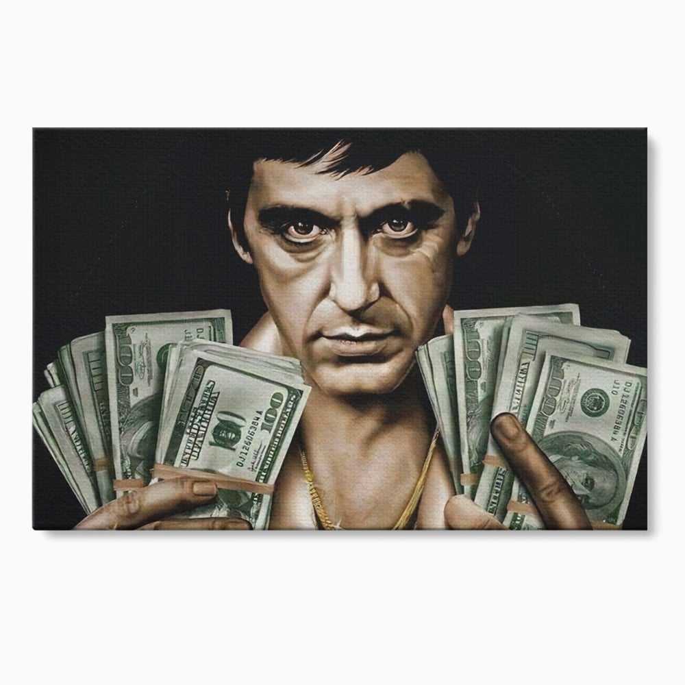 Tablou canvas cu tablou canvas cu tony montana, fara rama, pe sasiu de lemn