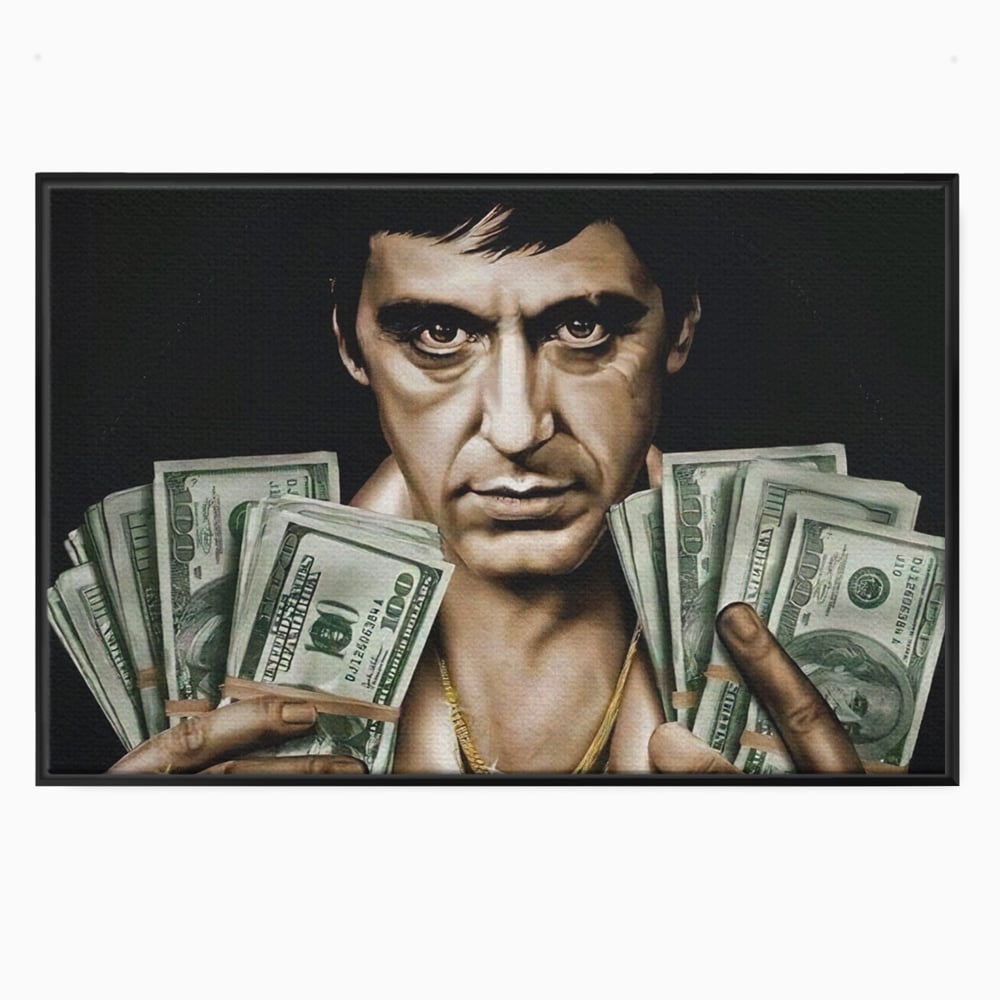 Tablou canvas cu tablou canvas cu tony montana, in rama de aluminiu negru