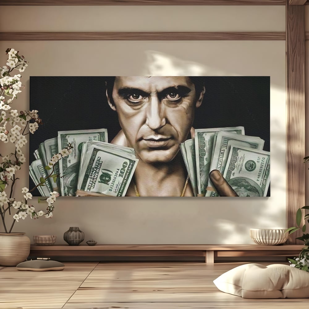 Tablou canvas cu tablou canvas cu tony montana, fara rama, pe sasiu de lemn