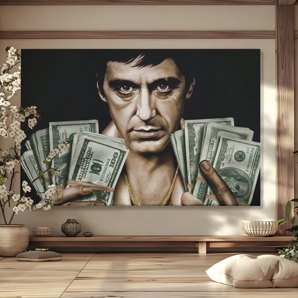 Tablou canvas cu tablou canvas cu tony montana, fara rama, pe sasiu de lemn