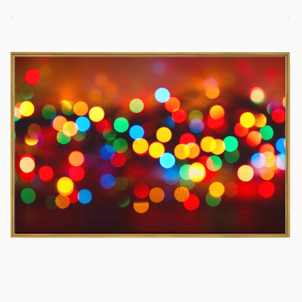 Tablou canvas cu tablou canvas cu lumini bokeh, in rama de aluminiu auriu