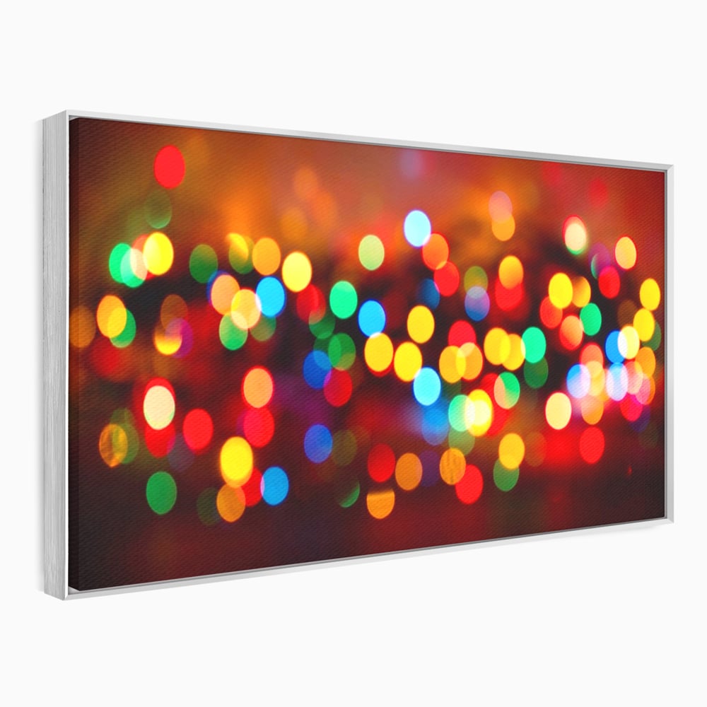 Tablou canvas cu tablou canvas cu lumini bokeh, in rama de aluminiu argintiu