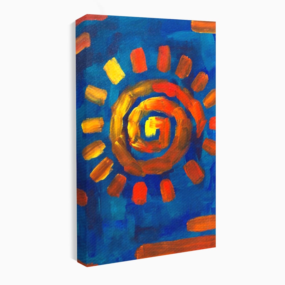 Tablou canvas cu tablou pictura cu soare spiralat, fara rama, pe sasiu de lemn