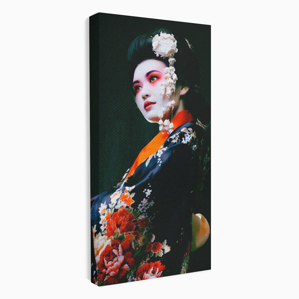 Tablou canvas cu tablou portret gheisa japoneza, fara rama, pe sasiu de lemn