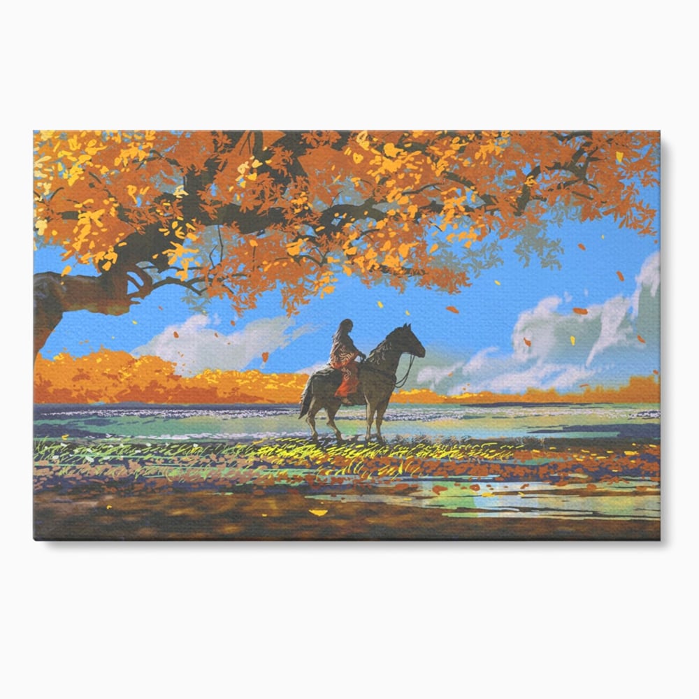 Tablou canvas cu tablou canvas cu fata pe cal, fara rama, pe sasiu de lemn