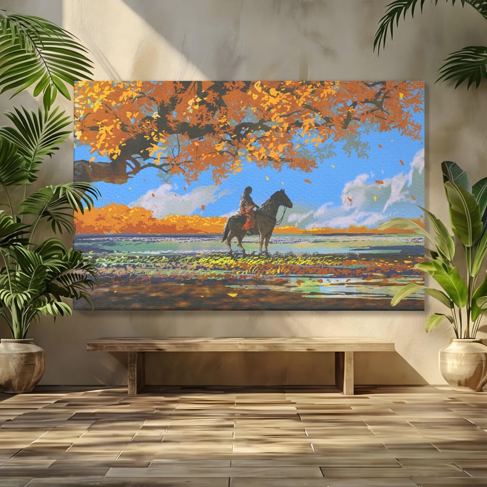 Tablou canvas cu tablou canvas cu fata pe cal, fara rama, pe sasiu de lemn