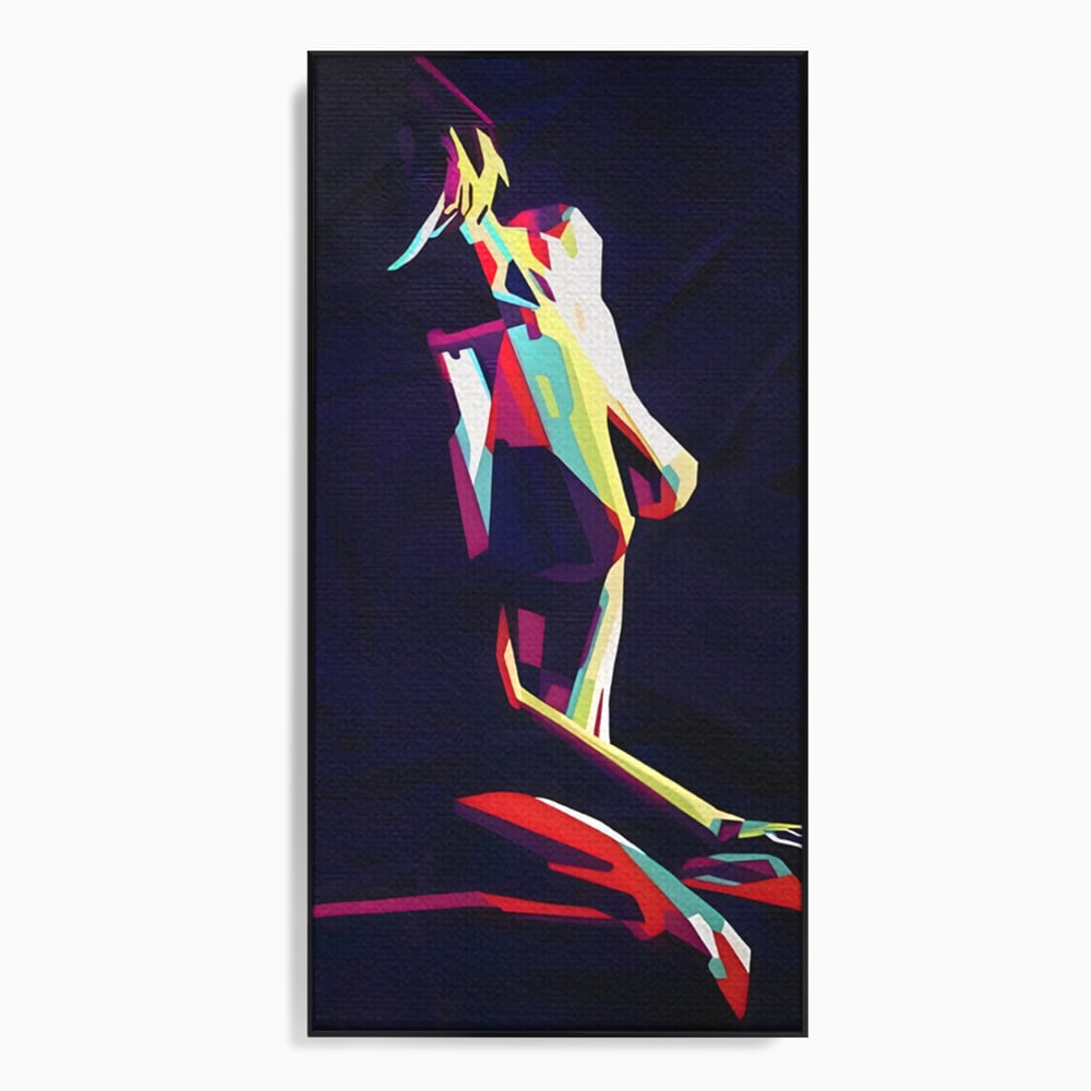 Tablou canvas cu tablou canvas cu silueta feminina abstracta, in rama de aluminiu negru