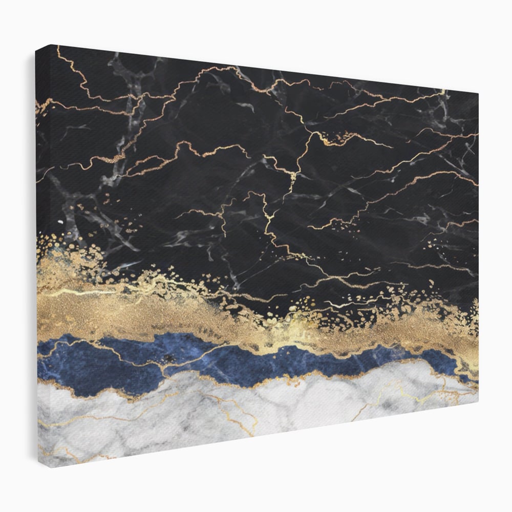 Tablou canvas cu tablou abstract cu marmura si auriu, fara rama, pe sasiu de lemn