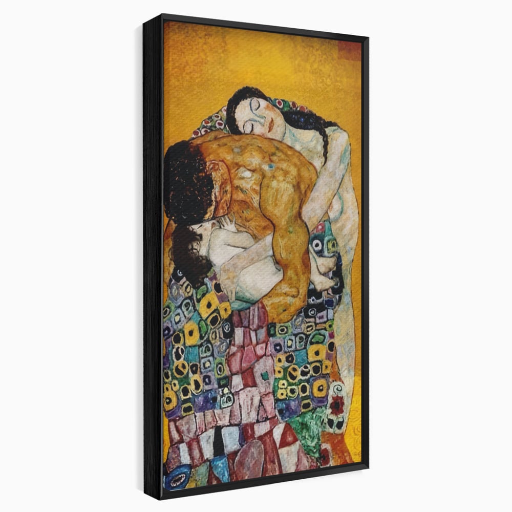 Tablou canvas cu reproducere pictura the family, in rama de aluminiu negru