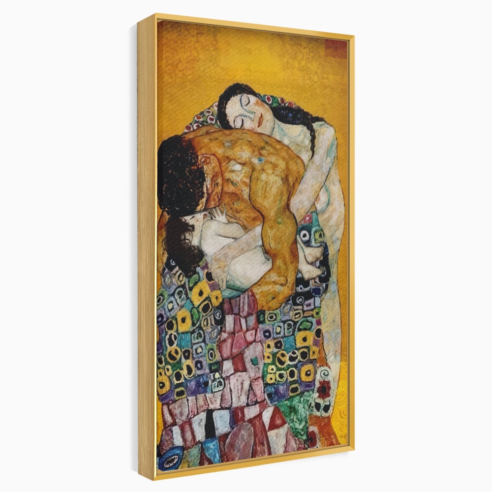 Tablou canvas cu reproducere pictura the family, in rama de aluminiu auriu
