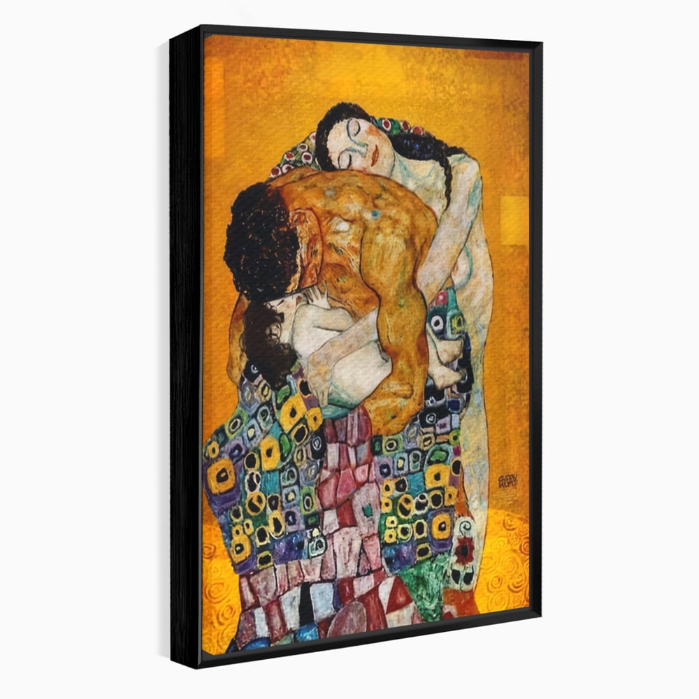 Tablou canvas cu reproducere pictura the family, in rama de aluminiu negru