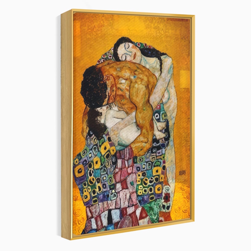 Tablou canvas cu reproducere pictura the family, in rama de aluminiu auriu
