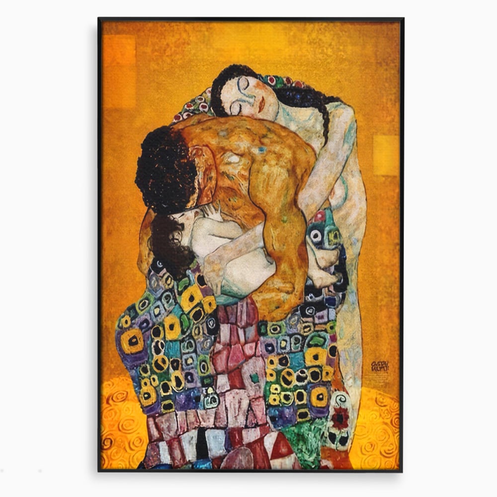 Tablou canvas cu reproducere pictura the family, in rama de aluminiu negru