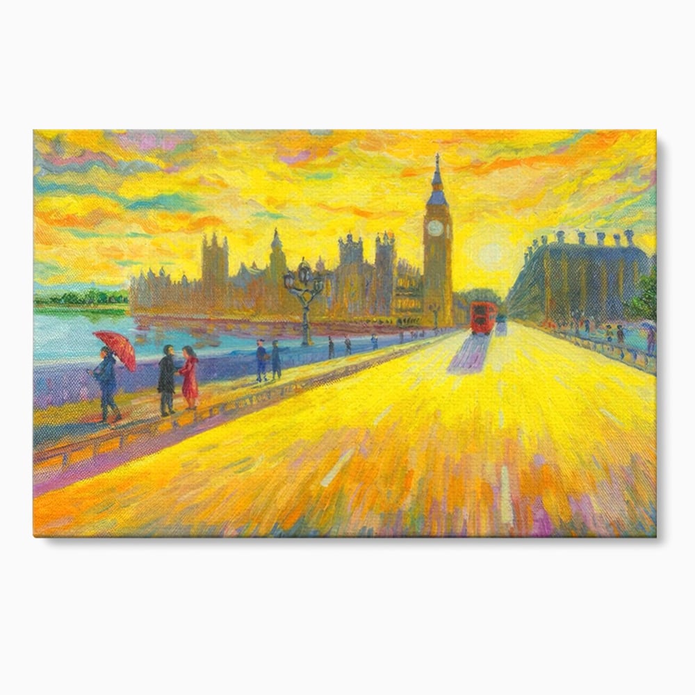 Tablou canvas cu tablou canvas cu londra si big ben, fara rama, pe sasiu de lemn