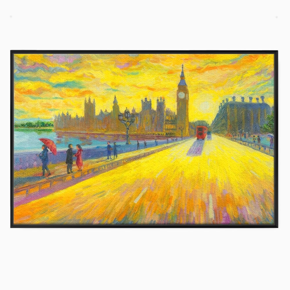 Tablou canvas cu tablou canvas cu londra si big ben, in rama de aluminiu negru