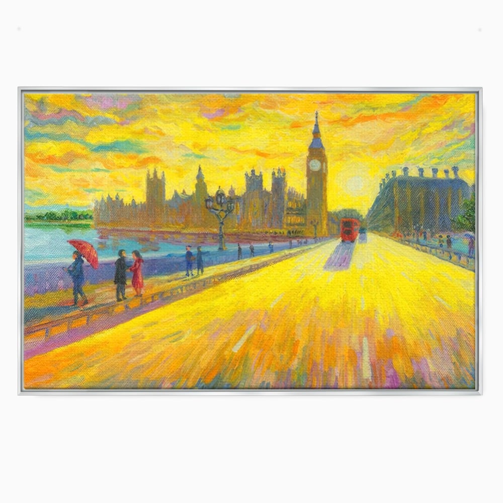 Tablou canvas cu tablou canvas cu londra si big ben, in rama de aluminiu argintiu
