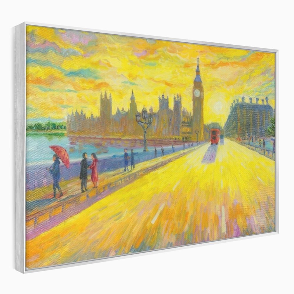 Tablou canvas cu tablou canvas cu londra si big ben, in rama de aluminiu argintiu