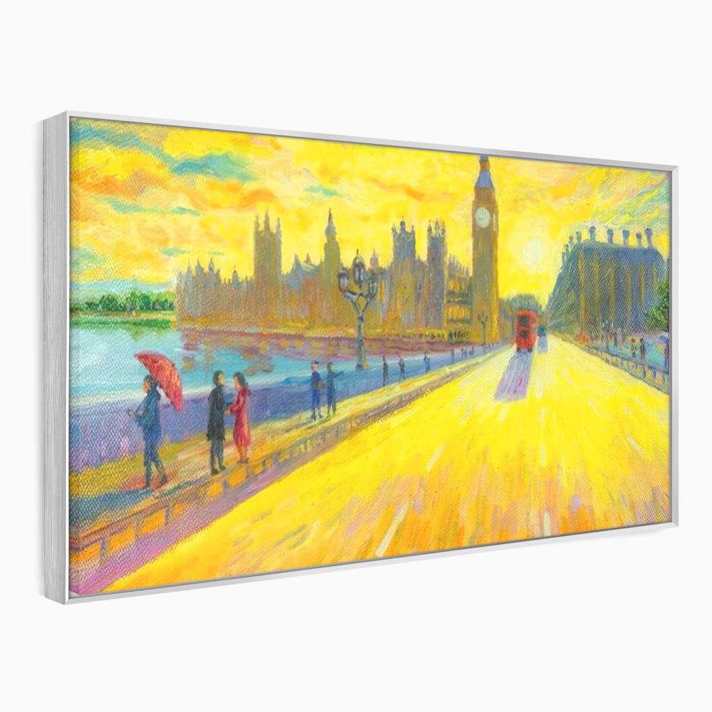 Tablou canvas cu tablou canvas cu londra si big ben, in rama de aluminiu argintiu