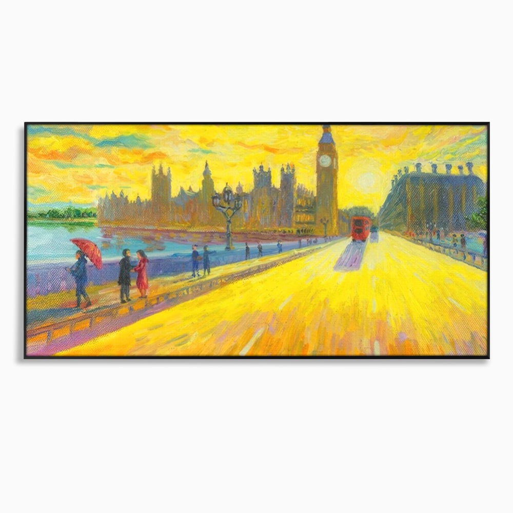 Tablou canvas cu tablou canvas cu londra si big ben, in rama de aluminiu negru