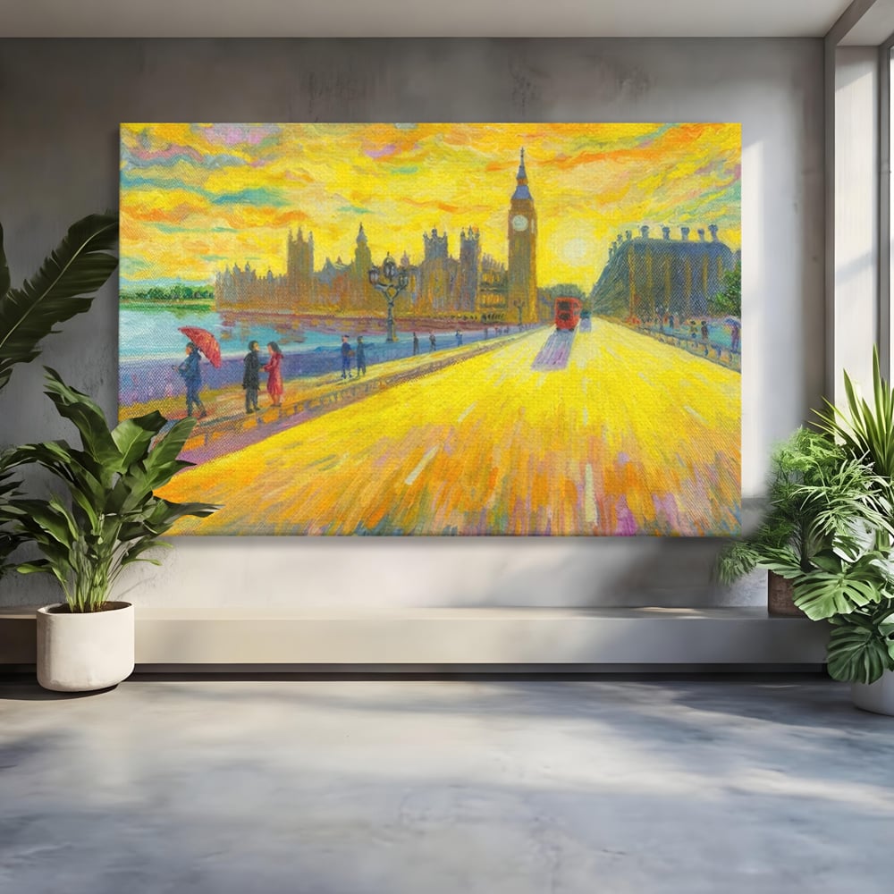 Tablou canvas cu tablou canvas cu londra si big ben, fara rama, pe sasiu de lemn